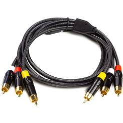 Кабель мультимедийный PowerPlant 3xRCA M to 3xRCA M 1.5m Фото
