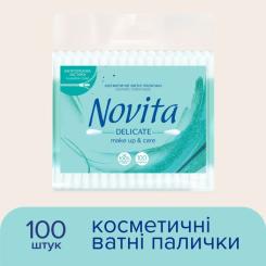 Ватные палочки Novita Delicate в полиэтиленовом пакете 100 шт. Фото 1