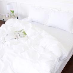 Постельное белье MirSon SatinStripe 30-0001White 200х220 Евро Фото 1