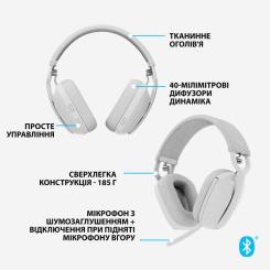 Наушники Logitech Zone Vibe 100 Wireless Off-White Фото 5