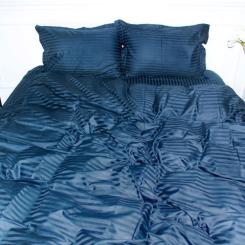 Постельное белье MirSon SatinStripe 30-0021DarkBlue 200х220 Євро Фото