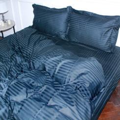 Постельное белье MirSon SatinStripe 30-0021DarkBlue 200х220 Євро Фото 1