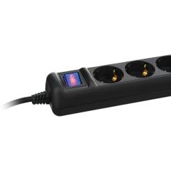 Сетевой удлинитель 2E 5XSchuko з вимикачем, 5м, black Фото 5