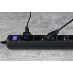 Сетевой удлинитель 2E 5XSchuko з вимикачем, 5м, black Фото 6