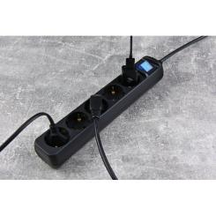 Сетевой удлинитель 2E 5XSchuko з вимикачем, 5м, black Фото 8