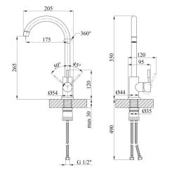 Смеситель Kroner Klassisch-GRA035 Фото 9