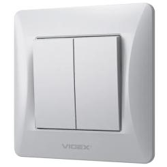 Выключатель Videx BINERA 2кл серебряный шёлк Фото