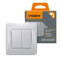 Выключатель Videx BINERA 2кл серебряный шёлк Фото 3