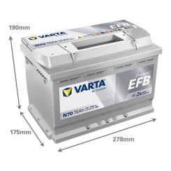 Аккумулятор автомобильный Varta BlueDynamicEFB70AhЕв(-/+)(760EN) N70 Фото 2
