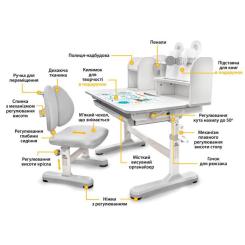 Парта со стулом Evo-kids Panda XL grey Фото 1