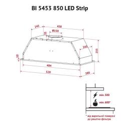 Вытяжка кухонная Perfelli BI 5453 I 850 LED Strip Фото 11