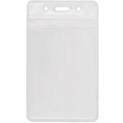 Бейдж Optima вертикальный замок zip lock PVC, 62х91 мм Фото