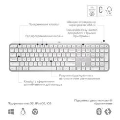 Клавиатура Logitech MX Keys S Wireless UA Pale Grey Фото 5