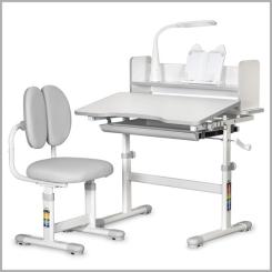 Парта со стулом ErgoKids Grey (+полка+лампа) Фото 2