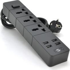 Сетевой фильтр питания Voltronic TВ-Т08, 3роз, 4*USB Black Фото
