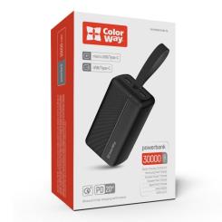 Батарея универсальная ColorWay 30 000 mAh High-power 2 PD/20W, QC/3.0, USB-C/Micr Фото 8
