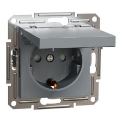 Розетка Schneider Electric ASFORA з кришкою, сталь Фото 1