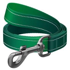 Поводок для собак WAUDOG Nylon Mono, світловідбивний M зелений Фото 1