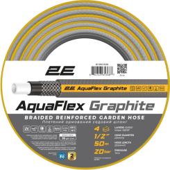 Поливочный шланг 2E AquaFlex Graphite 1/2", 50м, 4 слоя, 20бар -10+50° Фото