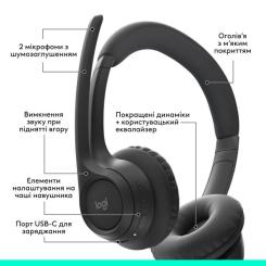 Наушники Logitech Zone 300 Bluetooth Graphite Фото 5