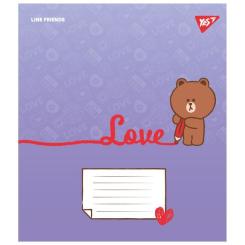 Тетрадь Yes Line Friends. Love letter 12 аркушів лінія Фото 1