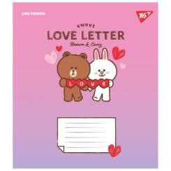 Тетрадь Yes Line Friends. Love letter 12 аркушів лінія Фото 3