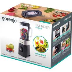 Блендер Gorenje стаціонарний 1000Вт, чаша-1500мл, скло, чорний Фото 7