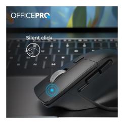 Мышка OfficePro M395B Silent Click Ergonomic Wireless Black Фото 9