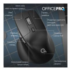 Мышка OfficePro M395B Silent Click Ergonomic Wireless Black Фото 5