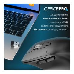 Мышка OfficePro M395B Silent Click Ergonomic Wireless Black Фото 6