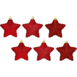 Елочная игрушка Christmas House Пластикові Зірки 6 шт Червоні Фото