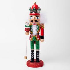 Новогодняя фигурка Novogod`ko Щелкунчик 25 см Дерево Красно-зеленый Фото
