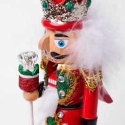 Новогодняя фигурка Novogod`ko Щелкунчик 25 см Дерево Красно-зеленый Фото 1
