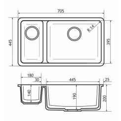 Мойка кухонная GRANADO Under top DOUBLE terra Фото 5
