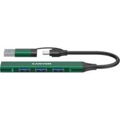 Концентратор Canyon hub DS-02 4in1 USB-A/C Green Фото