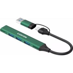 Концентратор Canyon hub DS-02 4in1 USB-A/C Green Фото 1