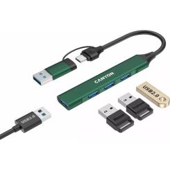 Концентратор Canyon hub DS-02 4in1 USB-A/C Green Фото 2