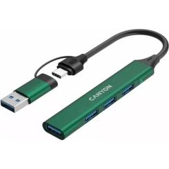 Концентратор Canyon hub DS-02 4in1 USB-A/C Green Фото 3