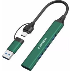 Концентратор Canyon hub DS-02 4in1 USB-A/C Green Фото 4