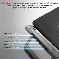 Концентратор Promate USB Hub 9 ports primebase-c.grey Фото 4