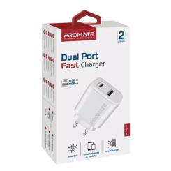 Зарядное устройство Promate 17W USB-C + USB-A Фото 1