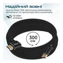 Кабель мультимедийный Promate HDMI M to HDMI M 3.0m V2.0 90° corner Фото 2