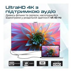 Кабель мультимедийный Promate HDMI M to HDMI M 3.0m V2.0 90° corner Фото 3