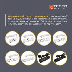 Сетевой удлинитель TECCO 2м 2 поста white Фото 2