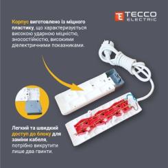 Сетевой удлинитель TECCO 2м 2 поста white Фото 3