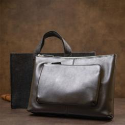 Сумка Grande Pelle Кожаная мужская Черная Фото 11