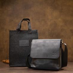 Сумка Grande Pelle Кожаная мужская Черная Фото 10