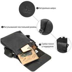 Сумка Grande Pelle Кожаная мужская Черная Фото 3