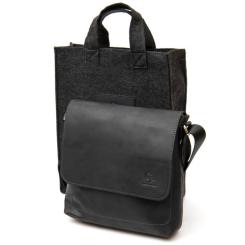 Сумка Grande Pelle Кожаная мужская Черная Фото 7