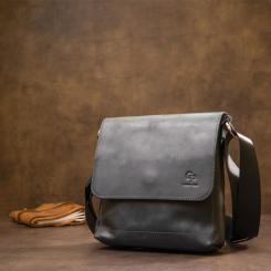 Сумка Grande Pelle Кожаная мужская Черная Фото 8